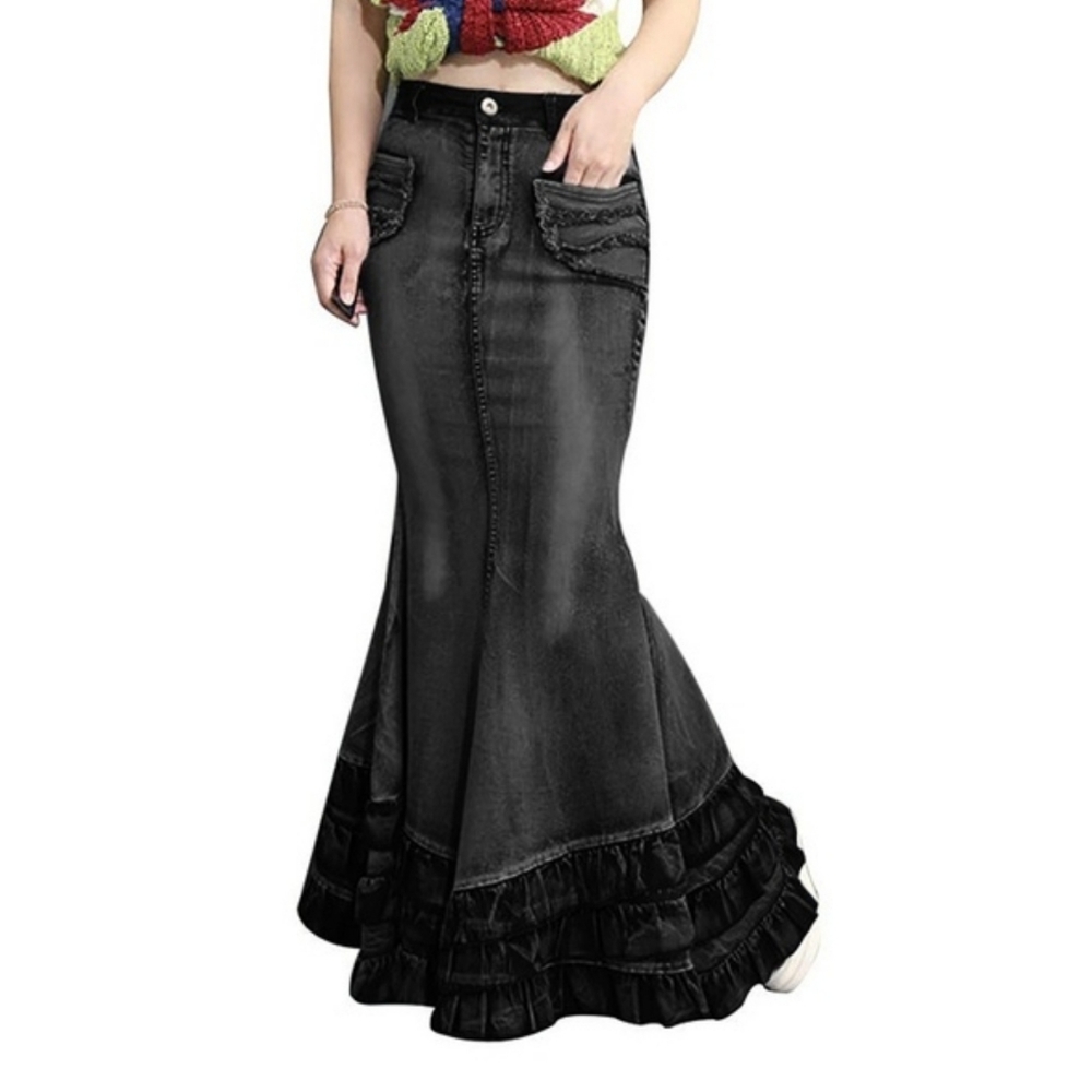 Demin Mermaid Long Skirt